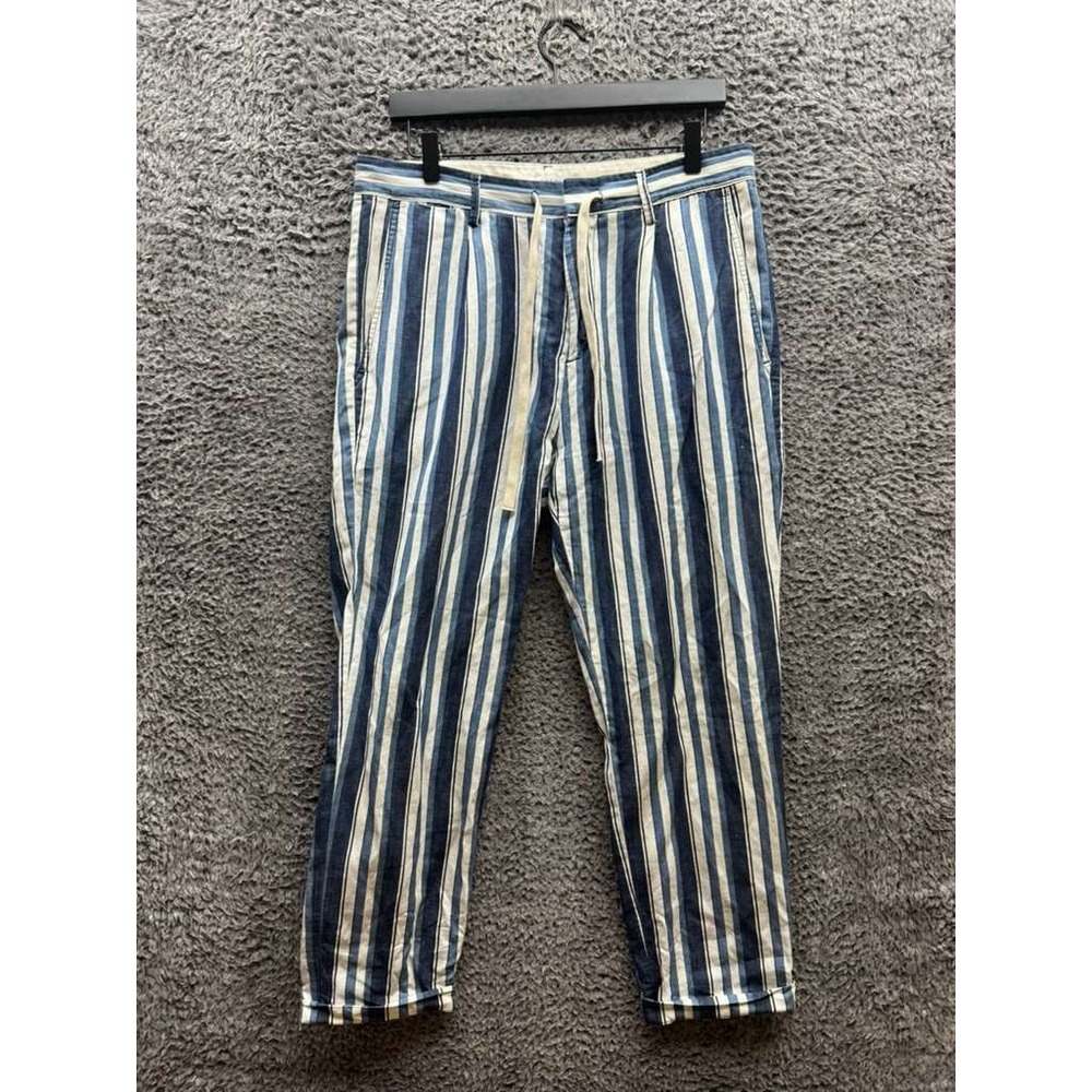 Paolo Pecora Milano Striped Cotton-Linen Casual Pants Multicolor Mens Size 48‎